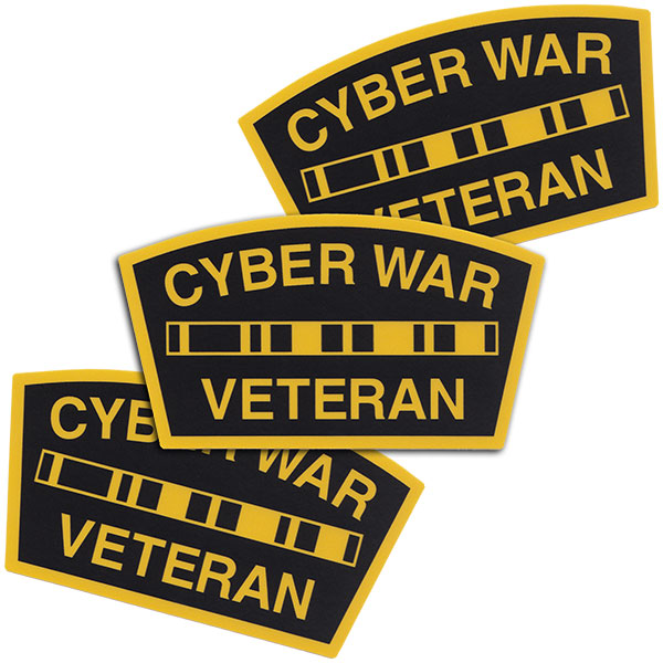 Cyber War Veteran Vinyl Sticker (4x2") - 3 PACK