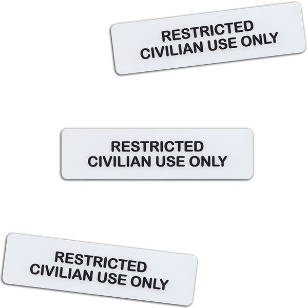 Restricted Civilian Use Only Vinyl Sticker (3.75x1") - 3 PACK
