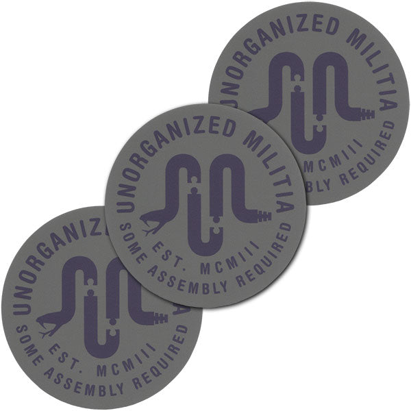 Unorganized Militia Logo Vinyl Sticker (3") - 3 PACK